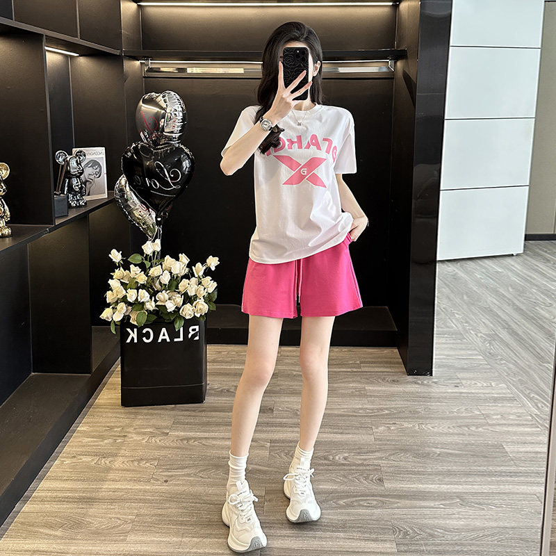 休闲运动套装女2026夏季新款宽松洋气时尚短袖短裤两件套跑步服潮