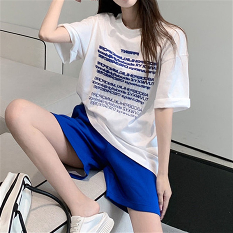 网红炸街休闲短袖短裤套装女夏季2023新款宽松显瘦洋气运动两件套