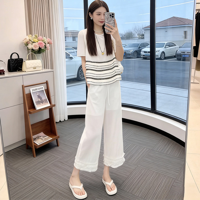 洋气短袖九分裤时尚休闲套装女