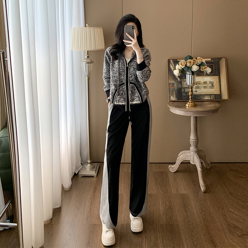 连帽拉链针织开衫女复古毛衣外套