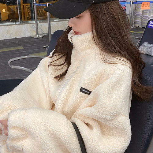 羊羔绒外套女加绒加厚保暖卫衣潮