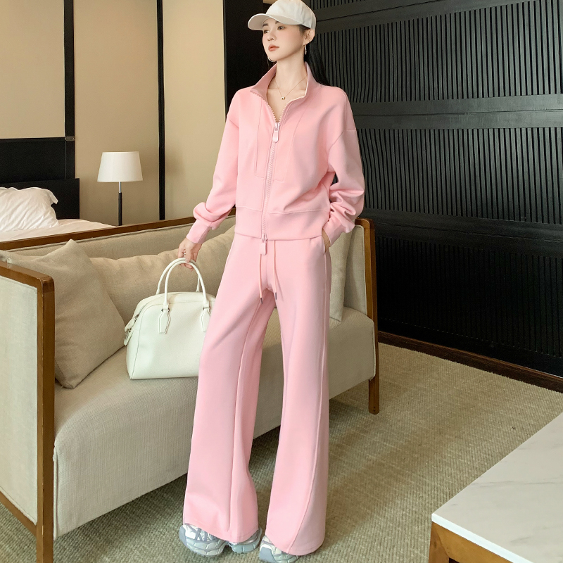 盐系温柔风休闲套装女2025秋冬洋气减龄拉链卫衣阔腿裤运动两件套