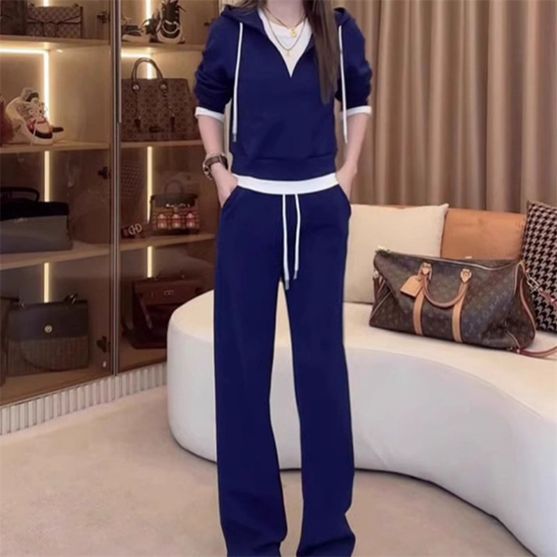 加绒休闲套装女卫衣阔腿裤两件套