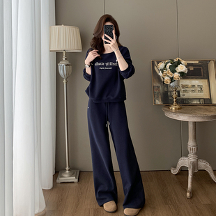运动休闲套装女秋冬新款高级感宽松显瘦字母卫衣阔腿裤时尚两件套