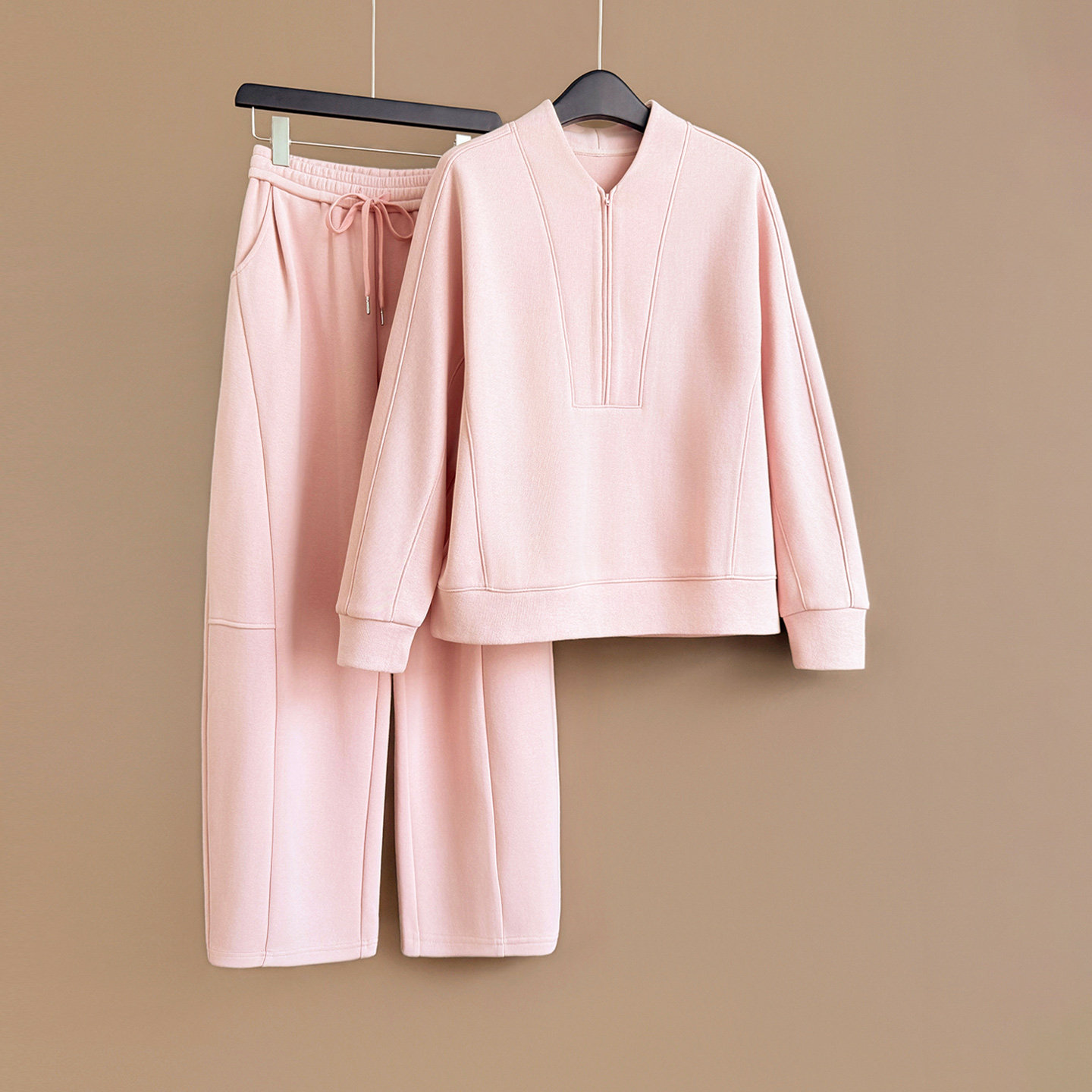 韩版高级感休闲套装女秋冬时尚宽松显瘦拉链卫衣阔腿裤运动两件套