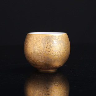 纯手工主人杯鎏金茶杯陶瓷复古家用茶具大号品茗杯个人杯功夫茶盏