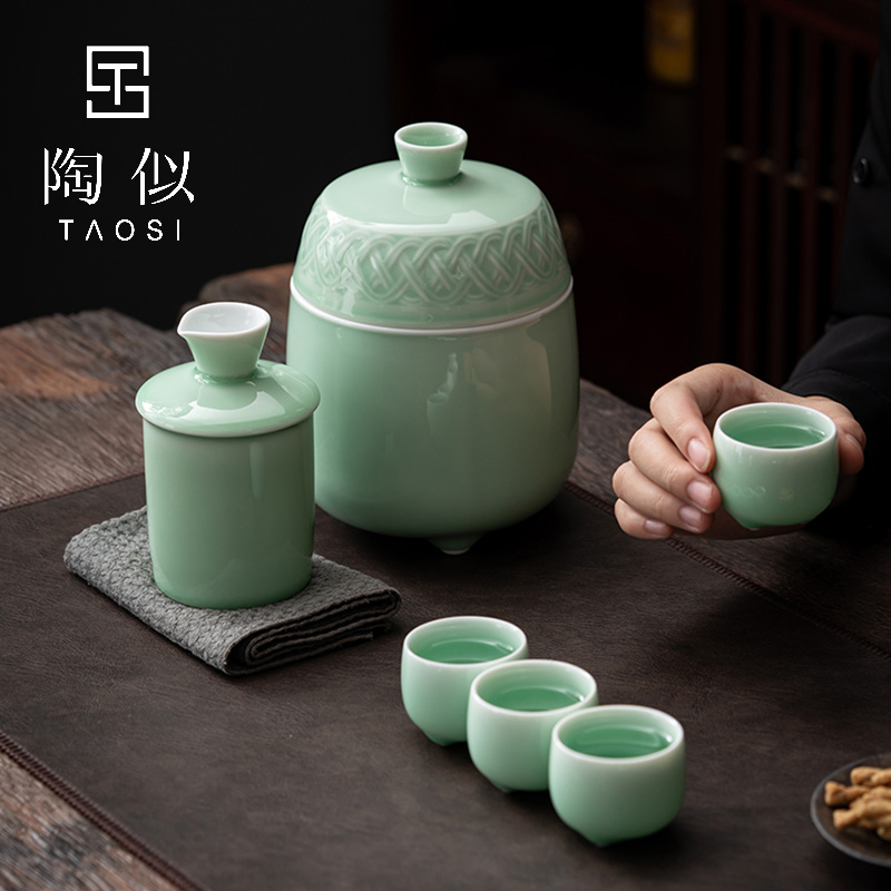 温酒器家用中式热酒器黄酒烫酒壶复古酒具套装陶瓷老式白酒温酒壶