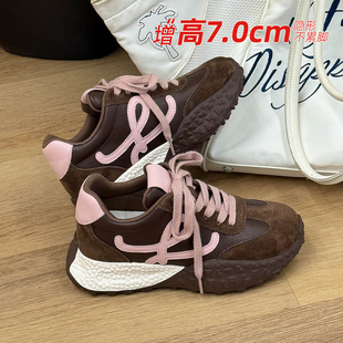 7cm内增高德训鞋女2026秋冬季新款厚底运动休闲板鞋加绒白色鞋子