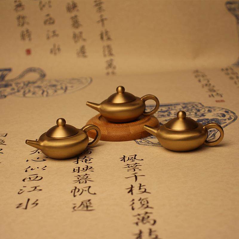 黄铜小茶壶地摊小铜器摆件金属铜工艺品办公室茶道茶具纯铜把把壶