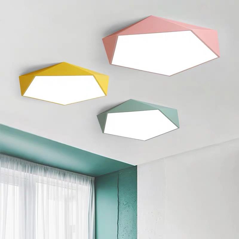 马卡龙几何餐厅LED吸顶灯 现代儿童房卧室创意温馨钻/石灯具装饰