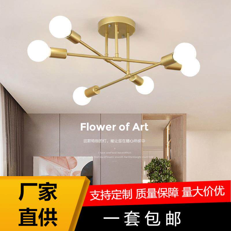 北欧卧室吸顶灯多头现代简约房间客厅灯创意蜘蛛铁艺枝型吊灯