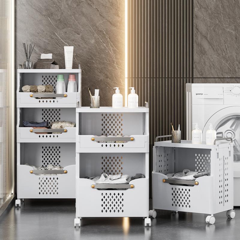 脏衣篮可移动带轮落地厨房置物架子浴室脏衣篓家用收纳多层洗衣篮
