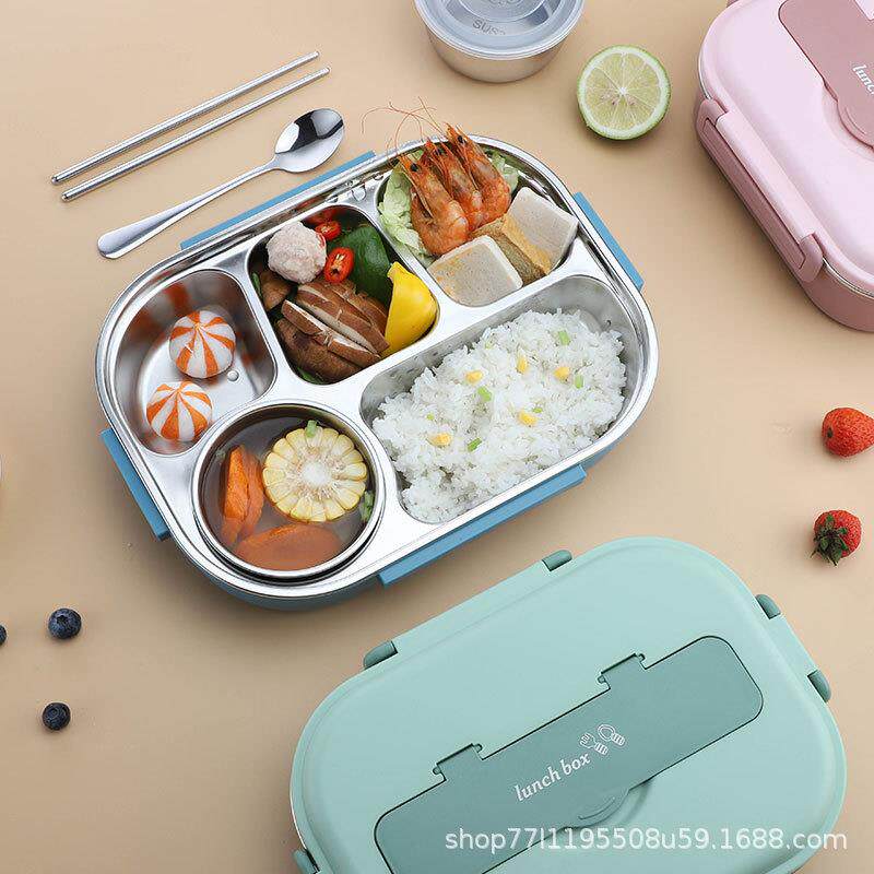 饭盒女生学生不锈钢带盖汤碗食堂打饭便当盒微波炉上班族分格餐盒