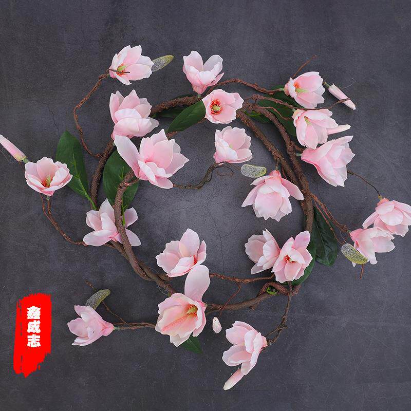 仿真玉兰花藤蔓藤条花条婚庆植物藤挂墙树藤塑料管道橱窗店面装饰