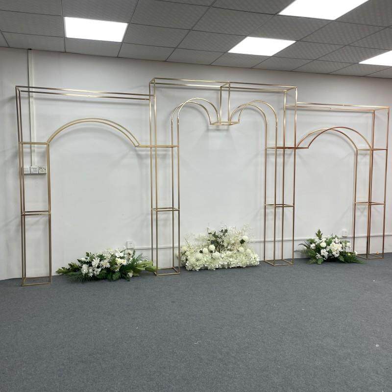 新款婚庆镀金屏风背景架铁艺心形拱门室内婚庆场景装饰道具花架