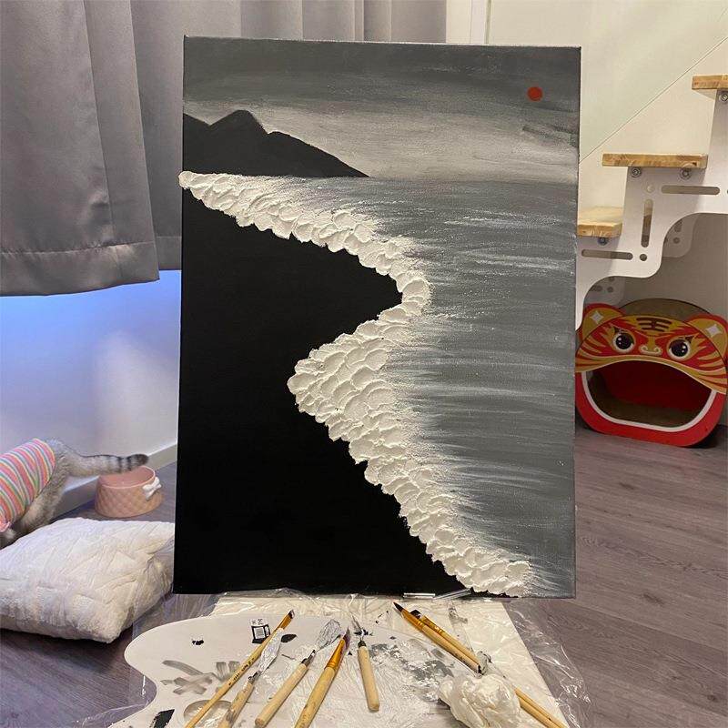 石英砂丙烯肌理画 diy材料工具包装饰画数字油画手绘手工颜料全套