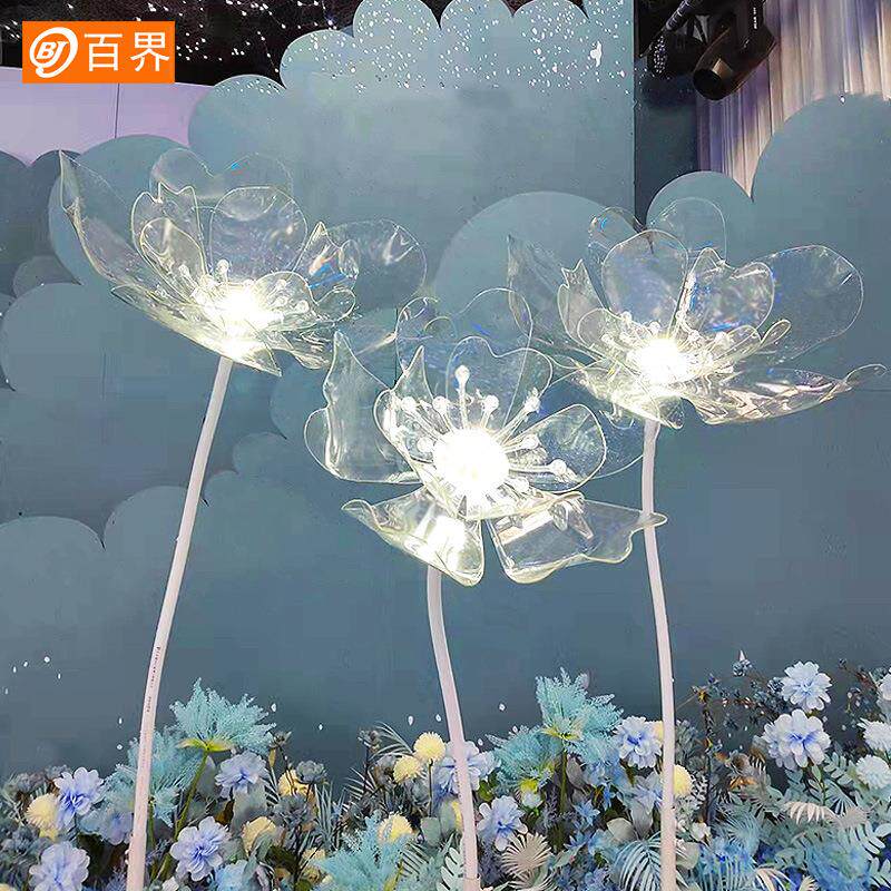 新款婚庆道具亚克力水晶花商场美陈橱窗装饰婚礼布置路引发光摆件