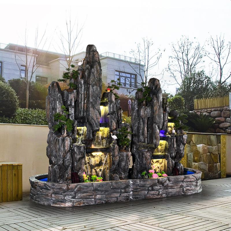 大型假山流水喷泉户外花园庭院鱼池酒店别墅大厅风水景观摆件