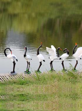 仿真仙鹤花园摆件户外工艺品庭院水池塘装饰园林玻璃钢景观雕塑