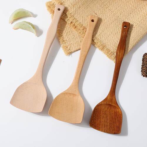 何适家居加厚弯柄锅铲木铲炒菜铲子不粘锅厨房用具厨具汤勺