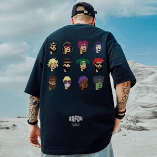 2026短袖 情侣半袖 印花宽松大码 oversize欧美嘻哈夏季 男装 棉致美式