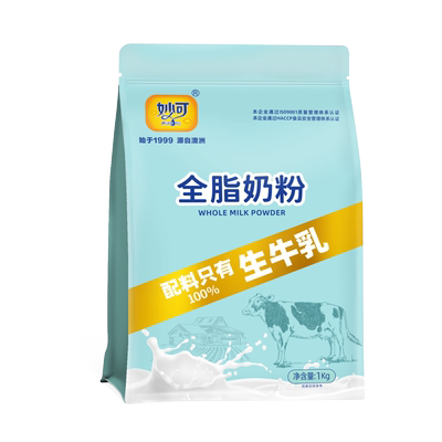 妙可奶粉成年全脂袋装早餐牛奶粉学生青少年成长【新装上市】
