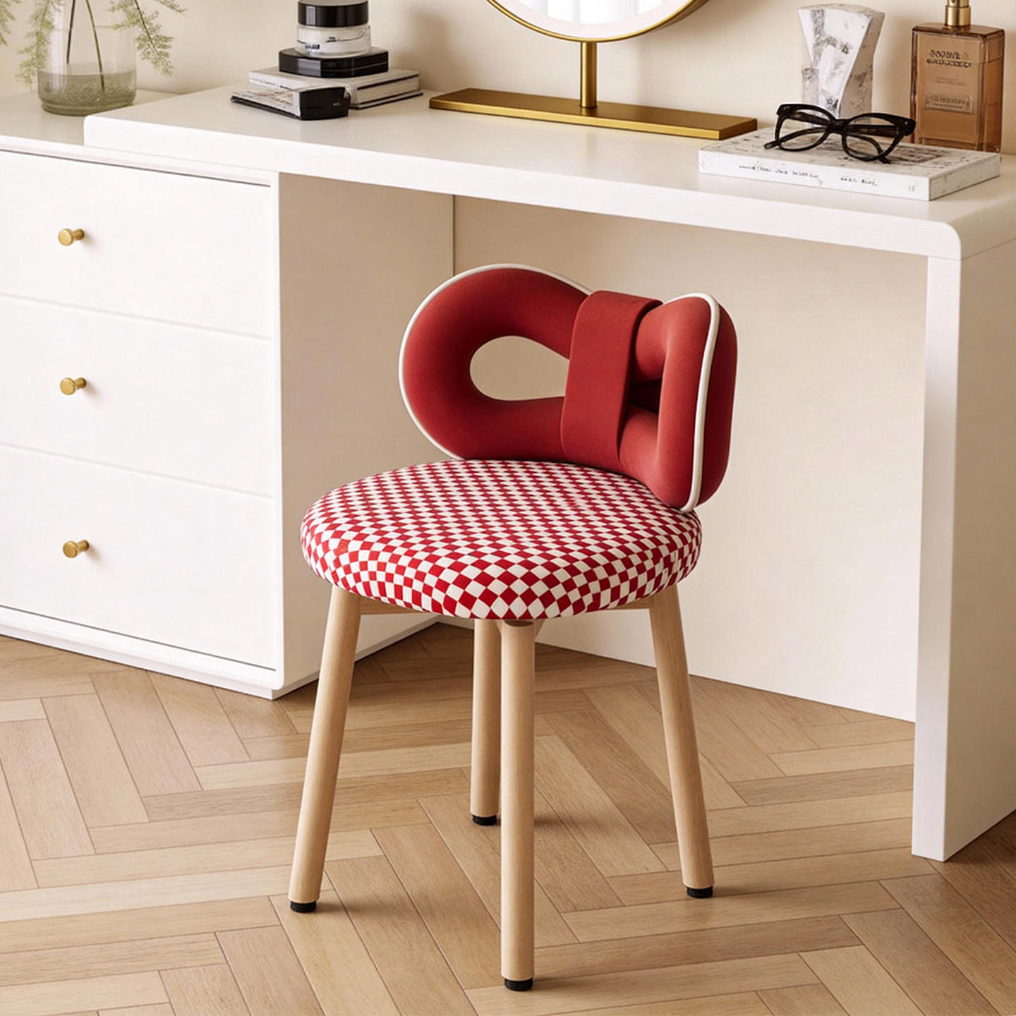 不占空间化妆凳舒服久坐不占地梳妆台凳子小户型租房极简化妆椅,住宅家具,梳妆凳,淘宝优惠券,粉丝福利购,淘宝优惠卷