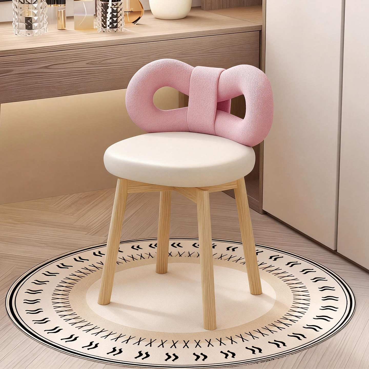 女生梳妆台椅子粉色新款化妆凳女士卧室化妆椅房间专用公主化妆椅,住宅家具,梳妆凳,淘宝优惠券,粉丝福利购,淘宝优惠卷