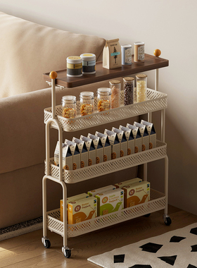 可移动边几沙发侧边窄缝收纳小推车客厅创意家用小型铁艺置物边桌