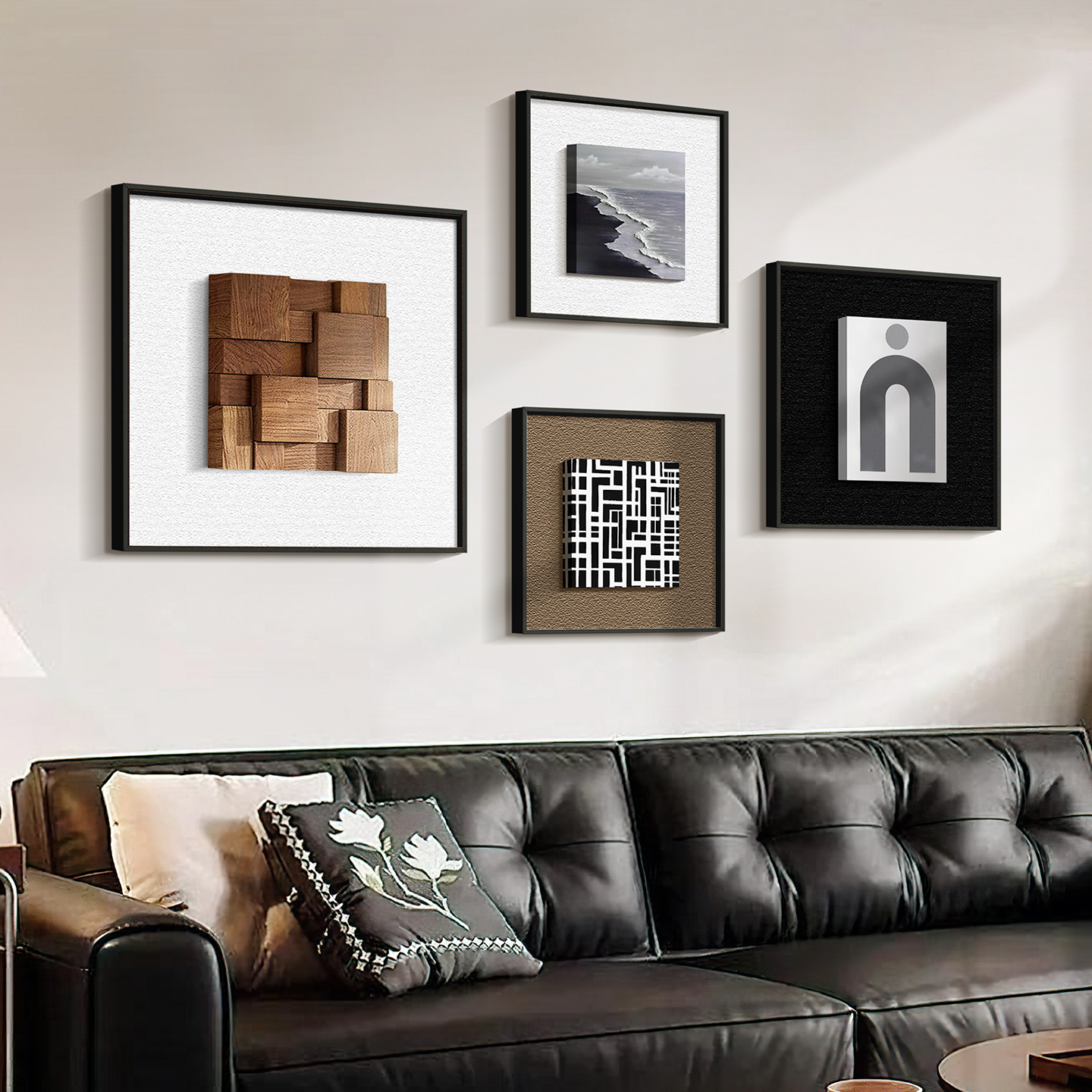 现代简约几何立体装饰画客厅沙发