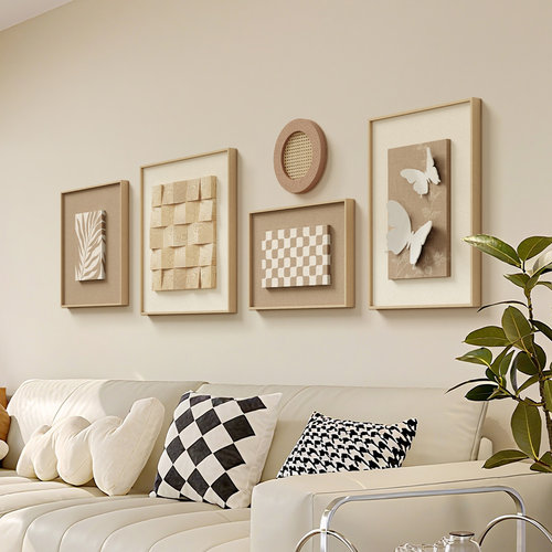 锐玺3D立体奶油风原木挂画