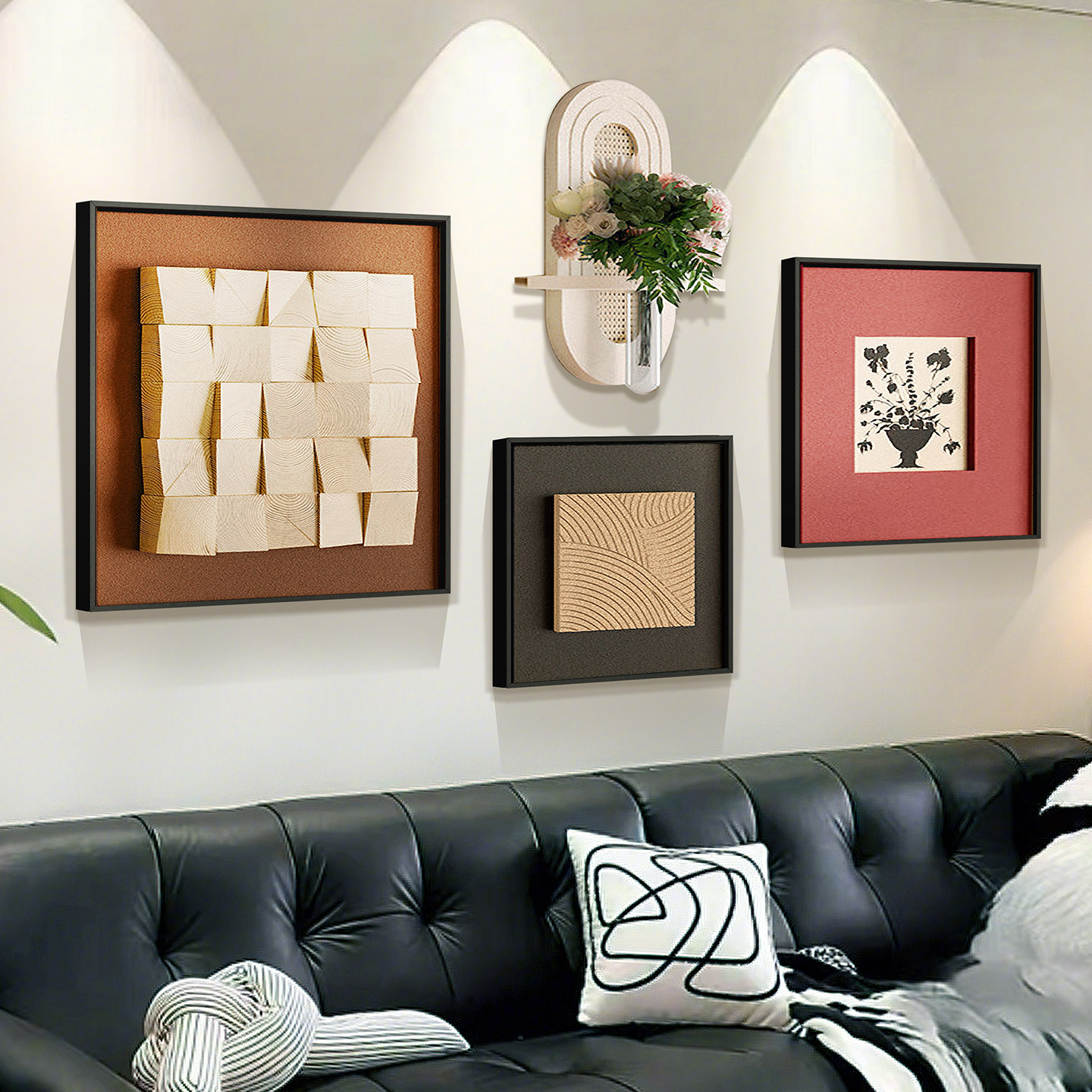 立体实木现代轻奢客厅原木沙发背景墙装饰画砂岩艺术餐厅卧室挂画,家居饰品,现代装饰画,淘宝优惠券,粉丝福利购,淘宝优惠卷