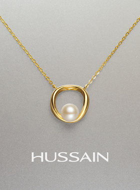 赫生HUSSAIN栖息天然淡水珍珠吊坠锁骨链女小众设计彩银项链颈链