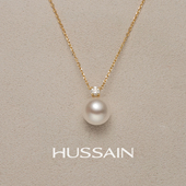 赫生HUSSAIN戴妃单颗珍珠项链纯银颈链轻奢小众秋冬毛衣锁骨配饰