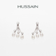 赫生HUSSAIN簌簌小流苏方圆脸珍珠耳环天然淡水高级耳饰轻奢耳钉