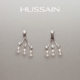 赫生HUSSAIN簌簌小流苏方圆脸珍珠耳环天然淡水高级耳饰轻奢耳钉