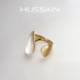 赫生HUSSAIN潺影水滴白贝母戒指女小众设计拉丝金色开口戒可调节