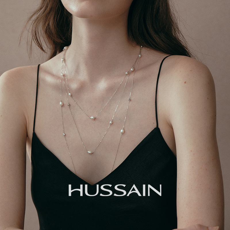 赫生星点游影珍珠毛衣链