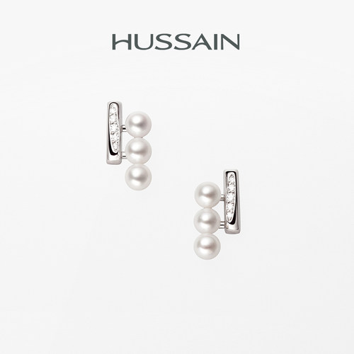 HUSSAIN位移天然淡水珍珠耳钉