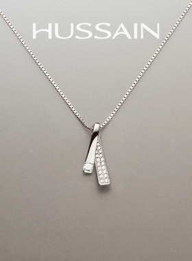 赫生HUSSAIN两面性项链轻奢小众设计高级感纯银几何线条锁骨颈链