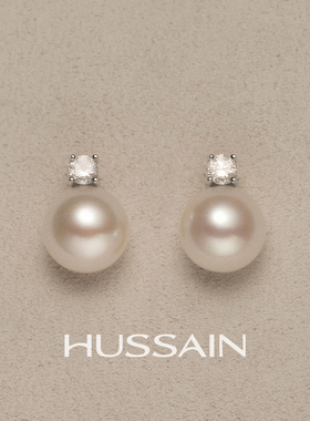 赫生HUSSAIN戴妃天然珍珠耳钉秋冬高级感纯银耳环女2026新款耳饰