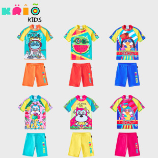 KRIO男童女童宝宝ins潮牌泳衣小中大童沙滩防晒青少年潜水冲浪服