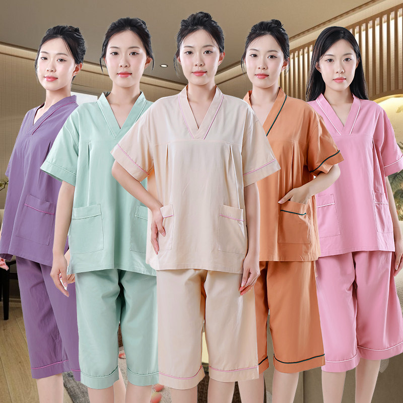 汗蒸服女100%纯棉男款全棉桑拿按摩服情侣装大码足疗高档汉蒸浴服图片