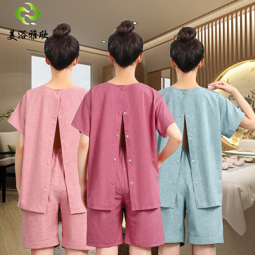 前后开衫理疗刮痧按摩服后背开扣