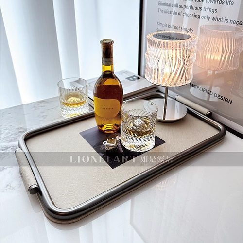 如是收纳托盘高奢圆边不锈钢厚重极简客厅餐桌私宅会所酒店收纳