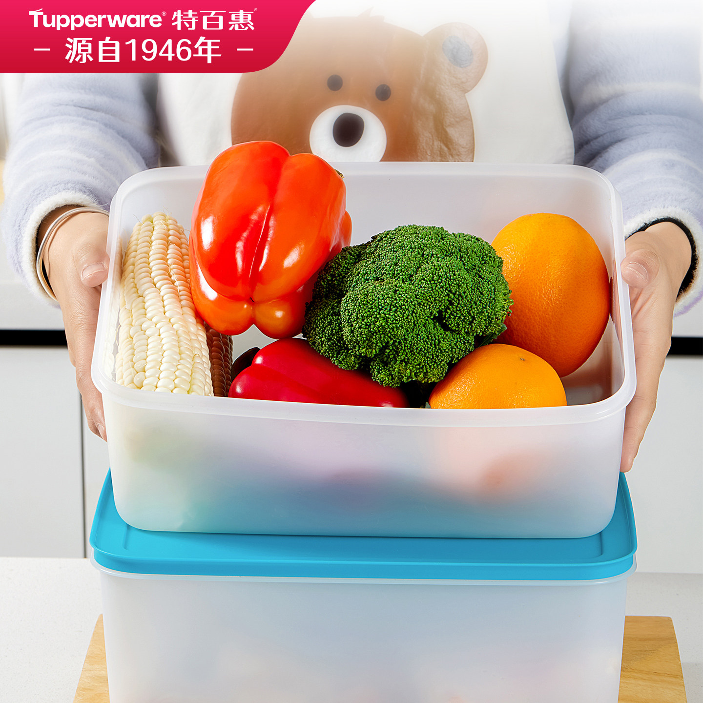 【政府补贴】特百惠雪影大型冷冻冷藏保鲜盒5.7L冰箱专用食物收纳