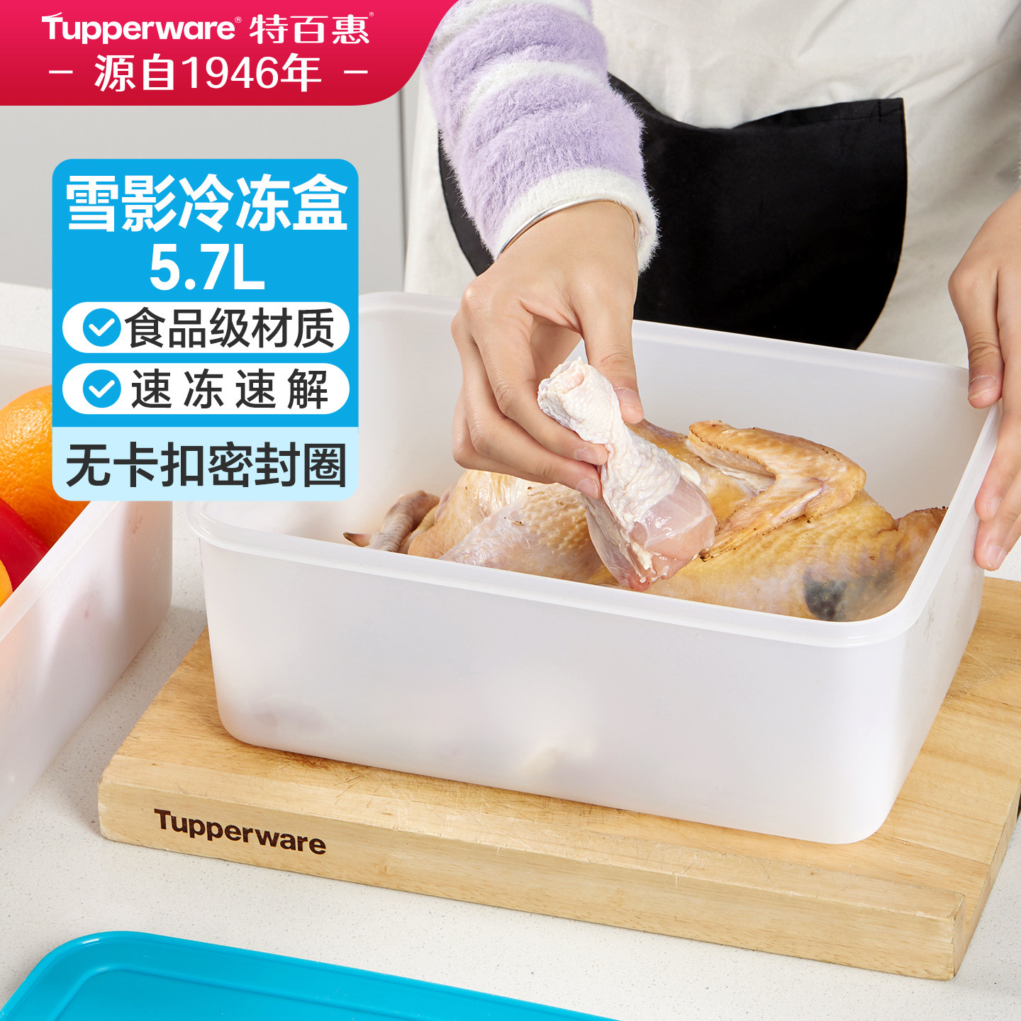特百惠雪影大型冷冻藏食品保鲜盒5.7L冰箱密封收纳2件套送礼佳品