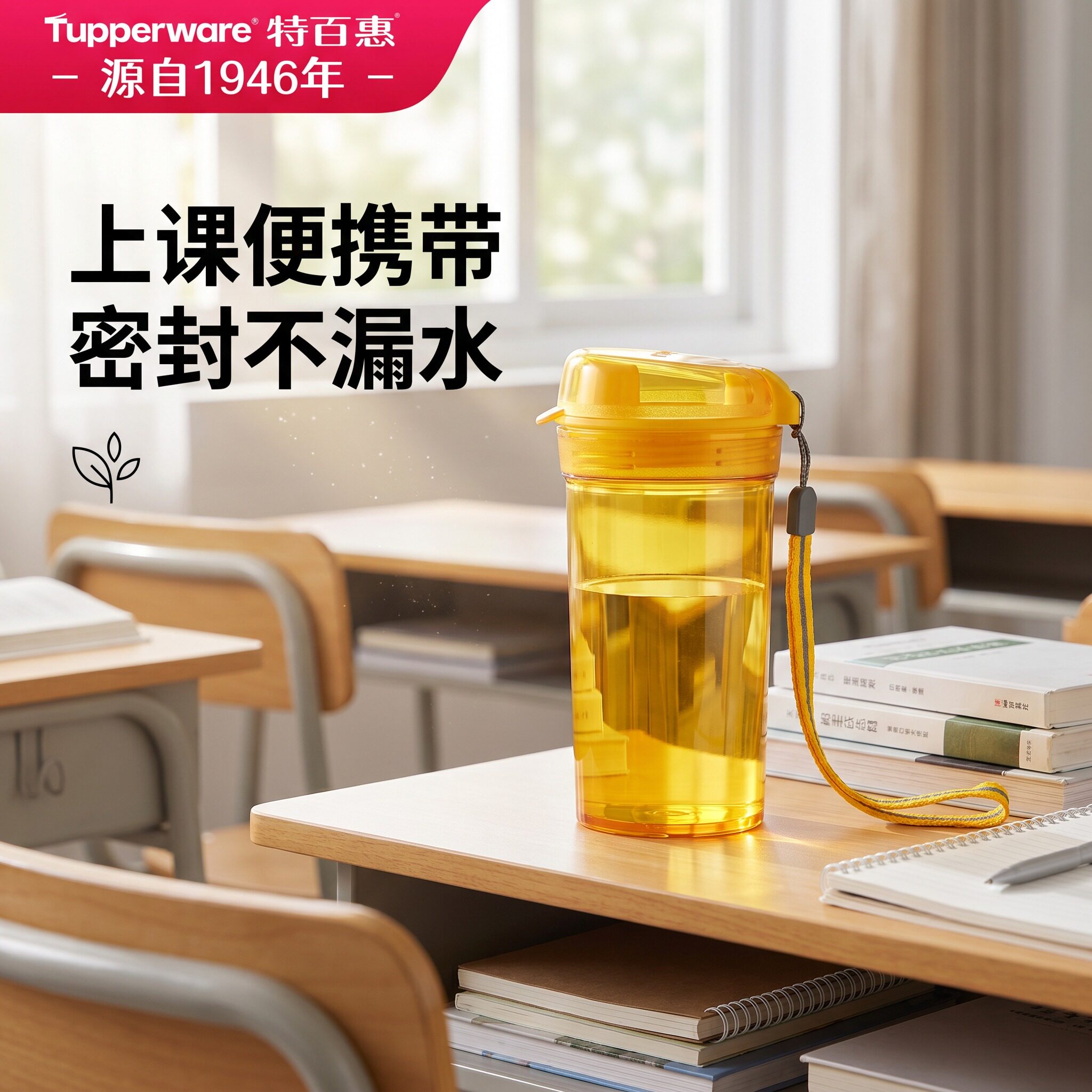 特百惠mini晶彩塑料水杯280ml