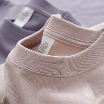 理豆正肩~220g纯棉短袖T恤女宽松圆领男女体恤班服运动会定制logo