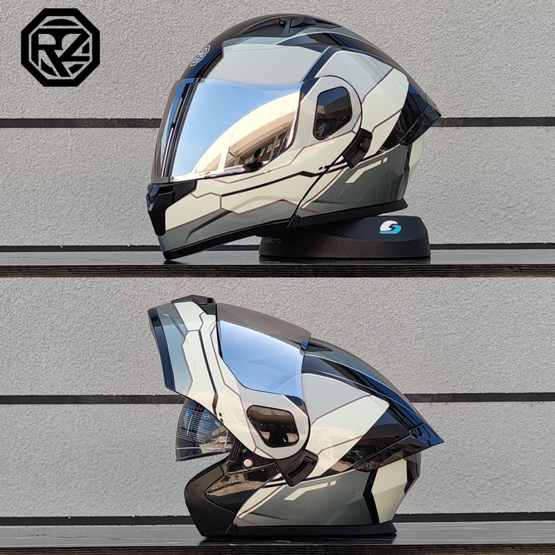 新3C认证Orz摩托车头盔男女机车揭面盔双镜片加蓝牙半全盔四季A类